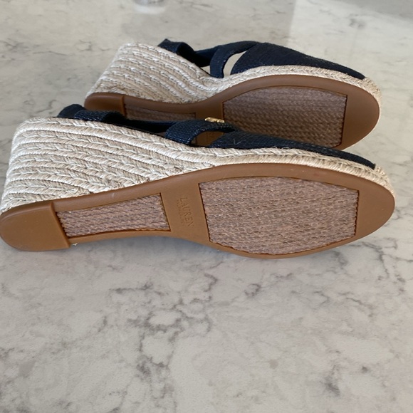 Ralph Lauren Penelopie Navy Espadrille Wedge size 10 - Picture 5 of 9